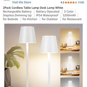 White Cordless Table Lamp Set